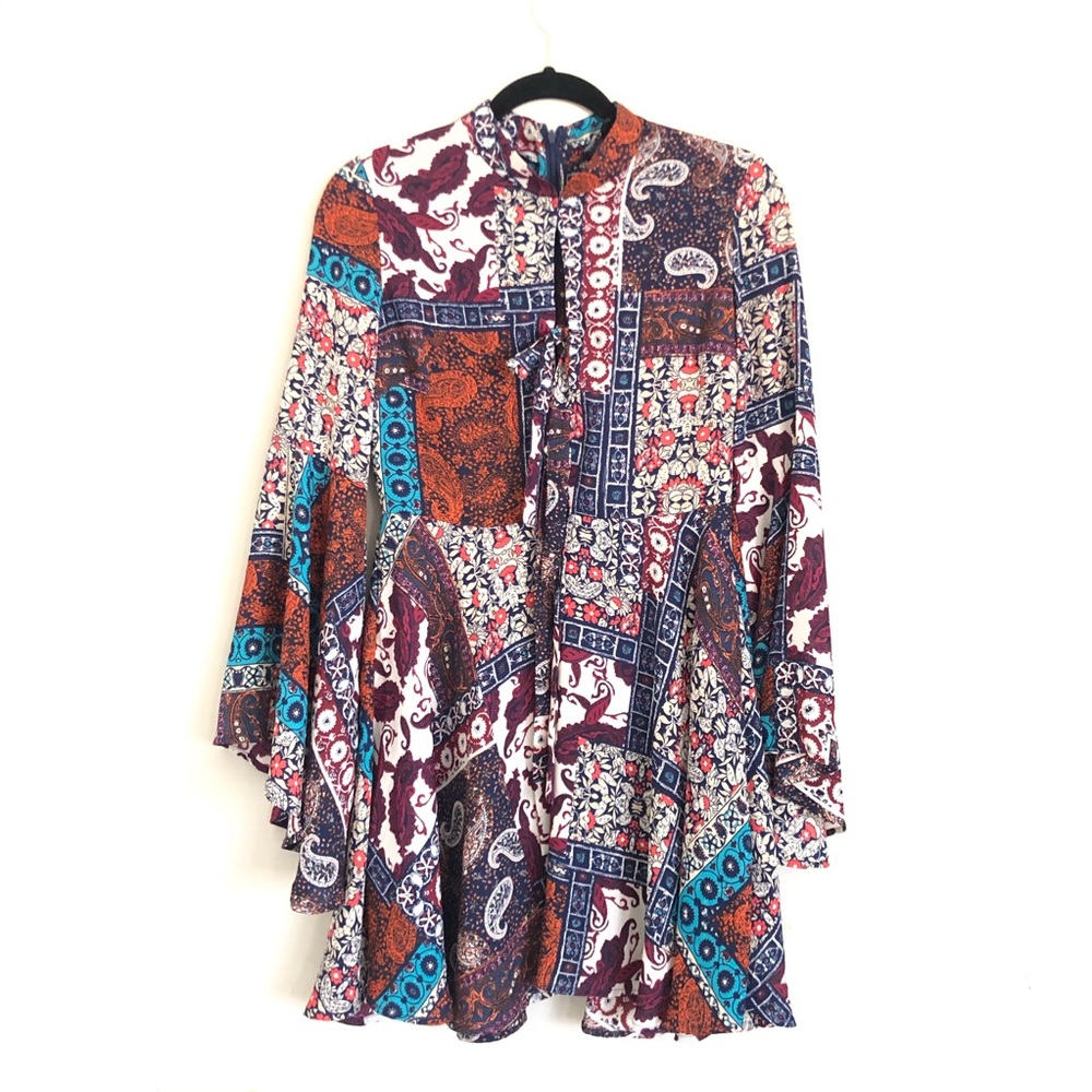 Bohemian Bell Sleeve Mini Dress